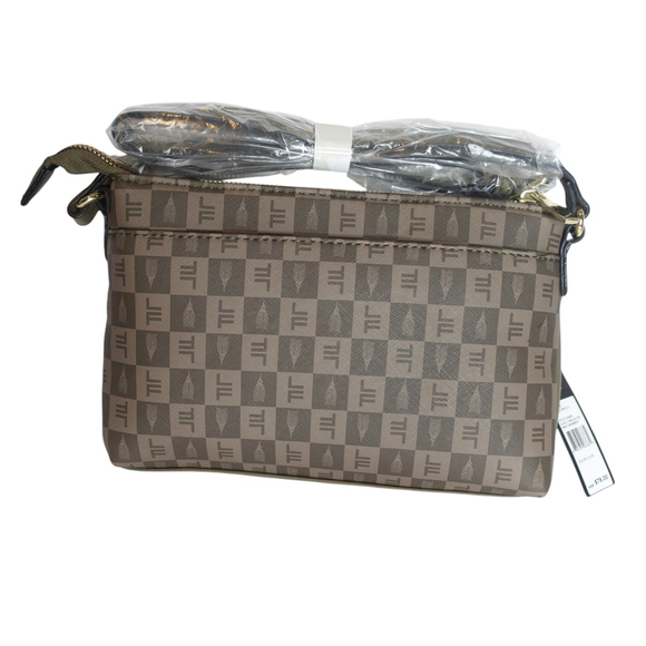 London Fog Addison Tower Signature Print Olive Crossbody Bag NWT - Picture 4 of 10